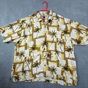 Tommy Bahama XXL Silk Shirt Tropical Palm Tree‎ Print Button Up Menswear